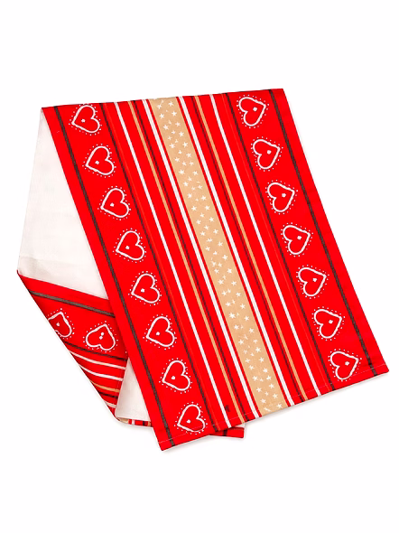 Custom Red Heart & Stripe Print Table Runner