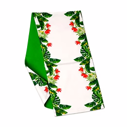 custom tropical leaf & floral border table runner