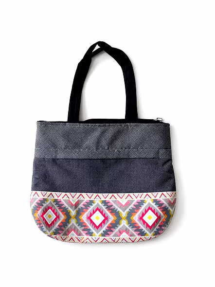 Custom Geometric Panel Tote Bag with Quilted Top