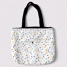 custom polka dot tote bag with black handles