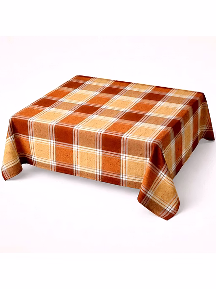Custom Brown Plaid Check Tablecloth RT 1416