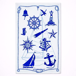 nautical maritime print tea towel