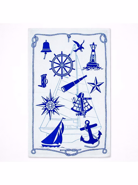 Nautical Maritime Print Tea Towel