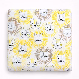 lion print muslin baby swaddle