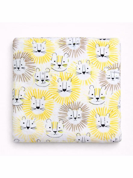 Lion Print Muslin Baby Swaddle