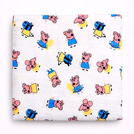 cartoon pig print muslin baby swaddle
