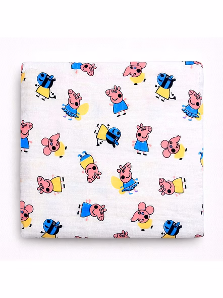 Cartoon Pig Print Muslin Baby Swaddle