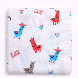 llama print muslin baby swaddle