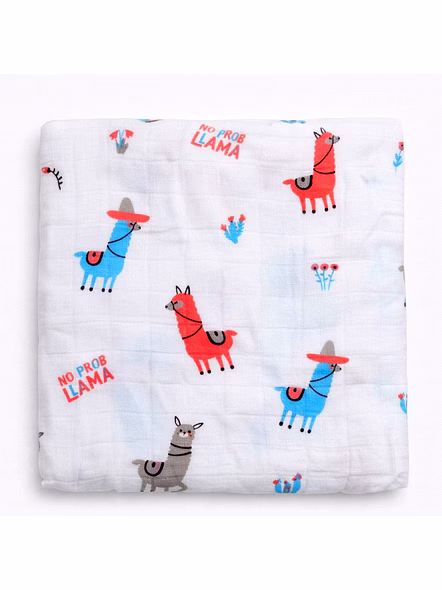 Llama Print Muslin Baby Swaddle