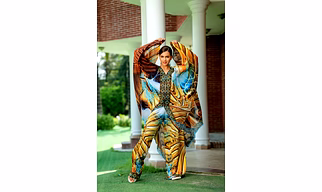 Multicolor Printed Kaftan Beachwear Set with Wide Sleeve Top and Full-Length Pants