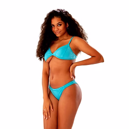 teal two-piece bikini set triangle top and low-rise bottom minimal swimwear