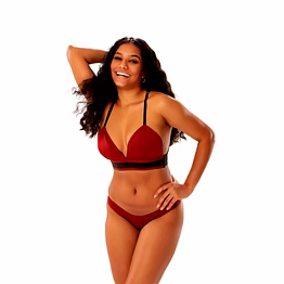 burgundy and black two-piece bikini set bra-style top with contrast band swimwear