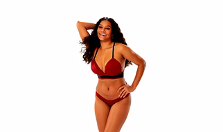 Burgundy and Black Two-Piece Bikini Set Bra-Style Top with Contrast Band Swimwear