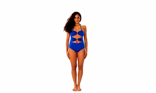 Blue Cut-Out One-Piece Swimsuit with Ring Detail Bandeau Halter Beachwear