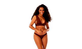 Brown Two-Piece Bikini Set Deep V-Neck Top with Wide Straps and Low-Rise Bottom
