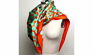 Multicolor Printed Square Scarf with Abstract Pattern and Contrast Border Fashion Accessory