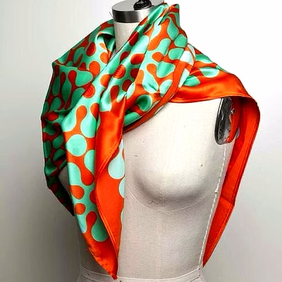 multicolor printed square scarf with abstract pattern and contrast border fashion accessory