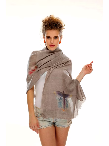 Lightweight Rectangular Scarf with Minimal Print and Soft Drape Neutral Tone Fashion Accessory