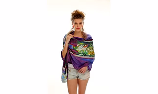 Multicolor Printed Rectangular Scarf with Soft Drape and Artistic Pattern Fashion Accessory