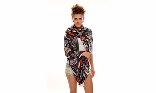 Multi-Tone Abstract Printed Rectangular Scarf with Soft Drape and Lightweight Fashion Accessory