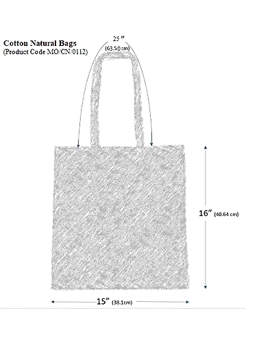 MyOrganicBag Handmade Cotton Tote Bags - Pack of 6 -15&quot; W × 16&quot; H with 25&quot; long handle 5 Oz Natural color - Recyclable, Reusable, Eco-Friendly, Lightweight, Grocery Shopping Cloth Bags - Made in India-4