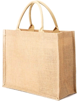 MyOrganicBag Handmade Jute Tote Bags Reusable Shopping Grocery Bag with Handles, (1pc, 15.4 x 11.8 x 5.9 inch) - Made in India