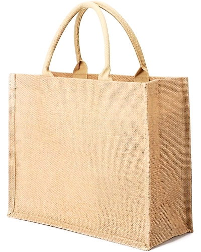 MyOrganicBag Handmade Jute Tote Bags Reusable Shopping Grocery Bag with Handles, (1pc, 15.4 x 11.8 x 5.9 inch) - Made in India-12281576
