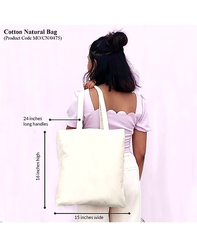 MyOrganicBag Handmade Aesthetic Canvas Cotton Tote Bag for Women, Cute, Reusable Bags for School, Gym, Shopping, Beach &amp; Groceries, Gifts - Made in India-2