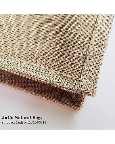 MyOrganicBag Handmade Juco Tote Bag with Brown Handle, Width 12 inches, Height 12 inches, Gusset 7.75 inches - Made in India-1