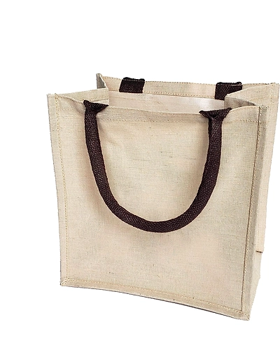 MyOrganicBag Handmade Reusable Jute &amp; Cotton Blend JuCo Tote Bags with Laminated Interior (Pack of 6), 12&quot; x 12&quot; x 7.75&quot; - Made in India-12281616