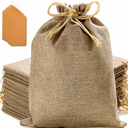 myorganicbag 25 pcs burlap bags, 7x9 inch burlap gift bags with drawstring and gift tags, gift bags, burlap bags, jute bags for party, christmas, diy craft bags