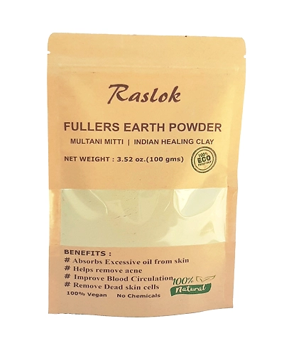 Raslok 100% Pure Fullers Earth Powder | Multani Mitti Organic | Natural Face Mask Mud Mask Pack (3.52 oz.)-12281806