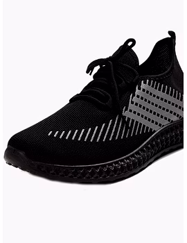 Men Black Durable Running Shoe - Bulk-10-3-sm