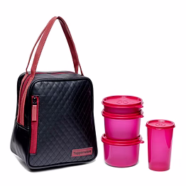 tupperware plastic elegant lunch set for women (pink)
