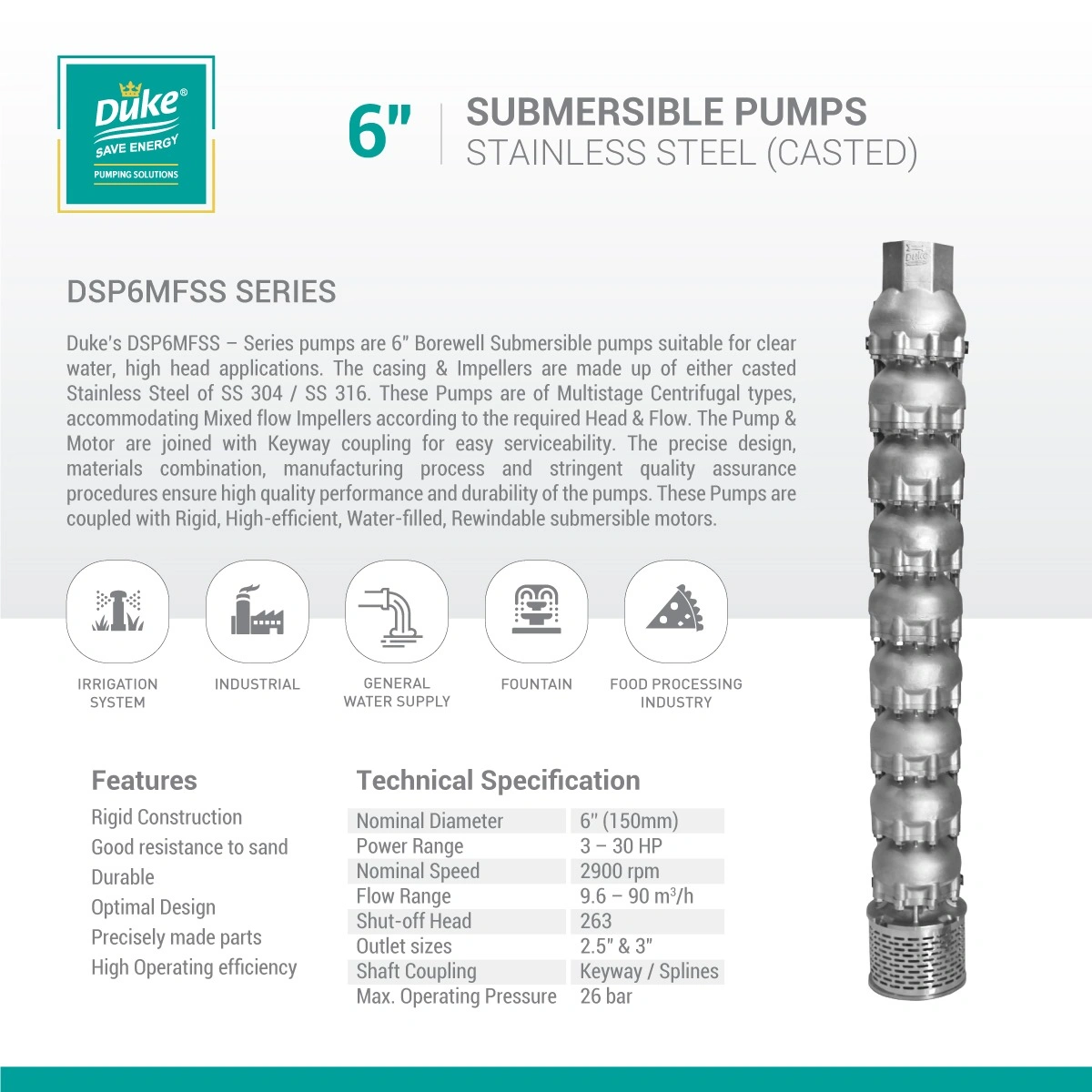 Pumps (6″ Submersible Pumps Stainless Steel (Casted))-1049