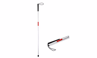 FAIRBIZPS Height Adjustment Walking Stick Blind Stick Aluminium 4 Segment Folding Blind Cane Heavy Duty Blind Stick for Unisex