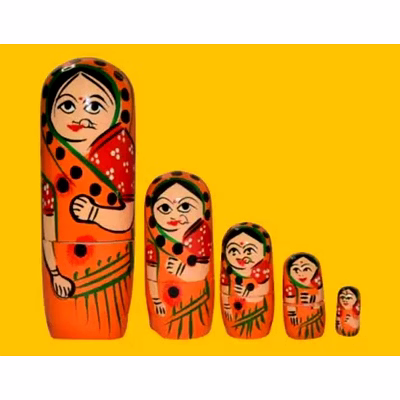 palak saxena wooden hand painted colourful doll set of 5 (nesting doll-multicolour)