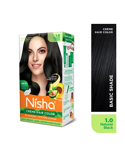 Nisha 120gm Cream Hair Color 100% Grey Coverage Conditioning With Natural Herbs-Natural Black-18