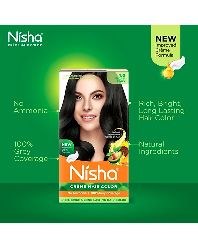 Nisha 120gm Cream Hair Color 100% Grey Coverage Conditioning With Natural Herbs-Natural Black-36