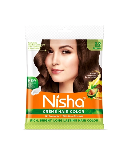 Nisha Cream Hair Color 100% Grey Coverage Conditioning With Natural Herbs 40gm Pouch-1233-NI-CHCP-40GM-DBRN