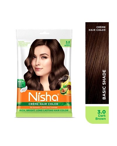 Nisha Cream Hair Color 100% Grey Coverage Conditioning With Natural Herbs 40gm Pouch-Dark Brown-1