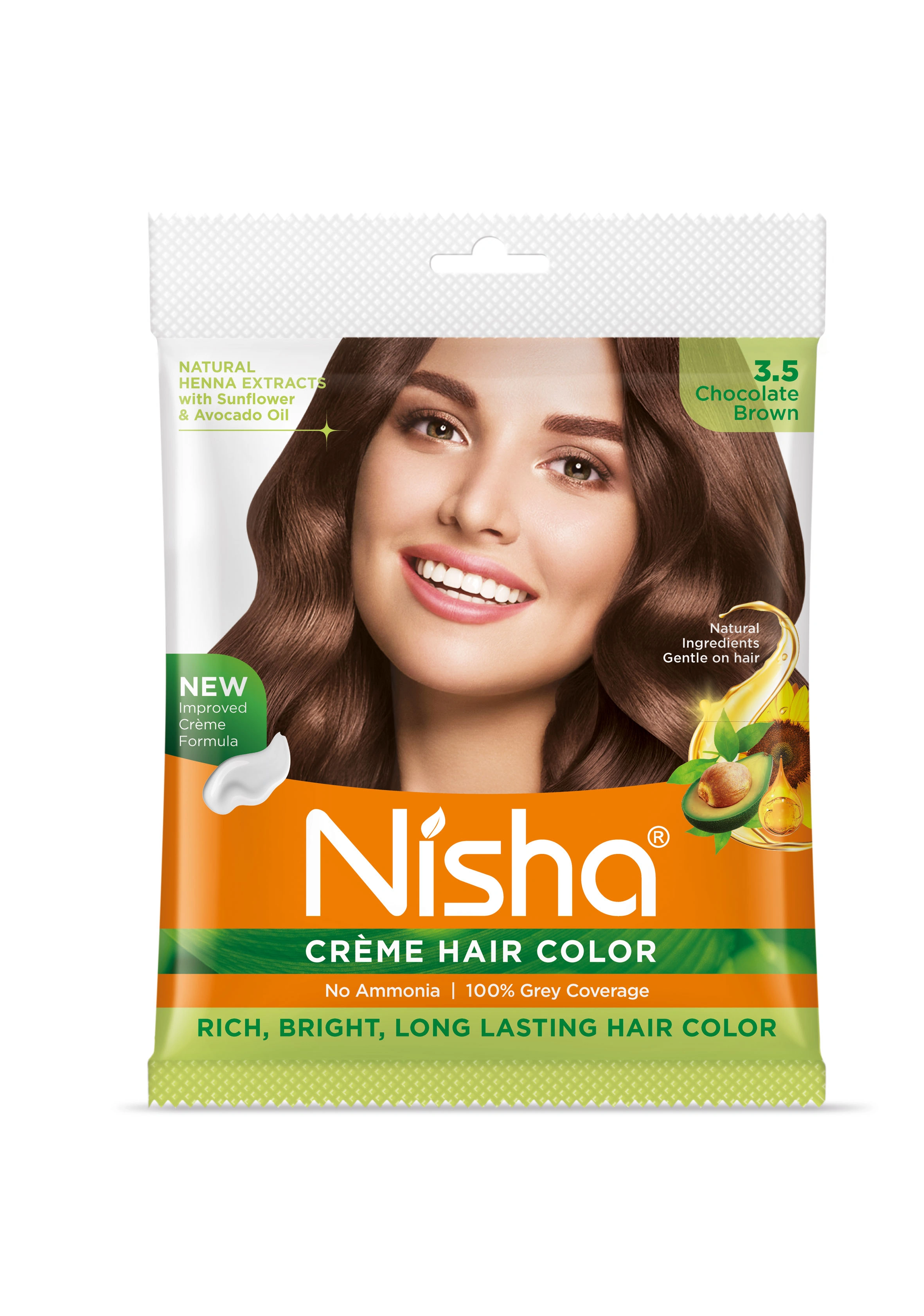 Nisha Cream Hair Color 100% Grey Coverage Conditioning With Natural Herbs 40gm Pouch-1205-NI-CHCP-40GM-CBRN-POUCH-PK1