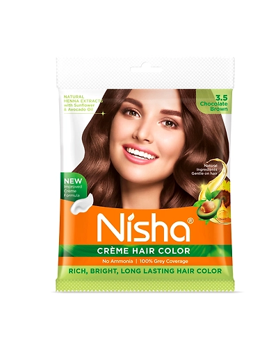 Nisha Cream Hair Color 100% Grey Coverage Conditioning With Natural Herbs 40gm Pouch-1205-NI-CHCP-40GM-CBRN-POUCH-PK1