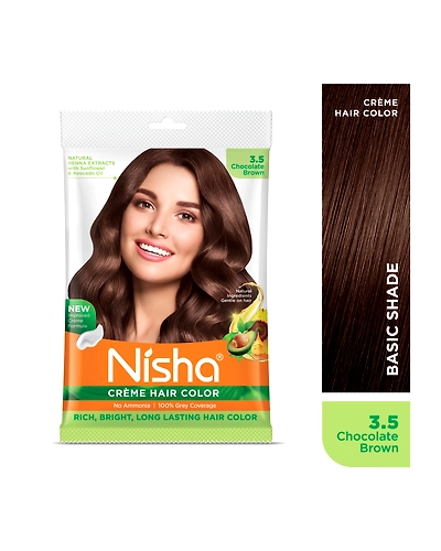 Nisha Cream Hair Color 100% Grey Coverage Conditioning With Natural Herbs 40gm Pouch-Chocolate Brown-1