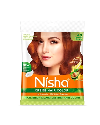 Nisha Cream Hair Color 100% Grey Coverage Conditioning With Natural Herbs 40gm Pouch-1237-NI-CHCP-40GM-GBRN-POUCH-PK1