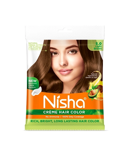 Nisha Cream Hair Color 100% Grey Coverage Conditioning With Natural Herbs 40gm Pouch-1238-NI-CHCP-40GM-LBRN-POUCH-PK1