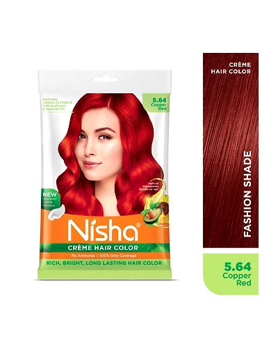 Nisha Cream Hair Color 100% Grey Coverage Conditioning With Natural Herbs 40gm Pouch-Copper Red-1