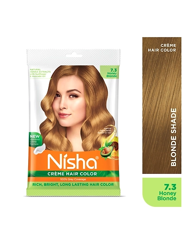 Nisha Cream Hair Color 100% Grey Coverage Conditioning With Natural Herbs 40gm Pouch-Honey Blonde-1