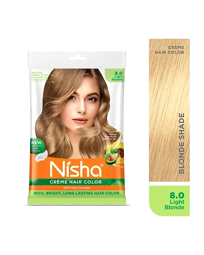 Nisha Cream Hair Color 100% Grey Coverage Conditioning With Natural Herbs 40gm Pouch-Light Blonde-1