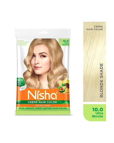 Nisha Cream Hair Color 100% Grey Coverage Conditioning With Natural Herbs 40gm Pouch-Ultra Blonde-1